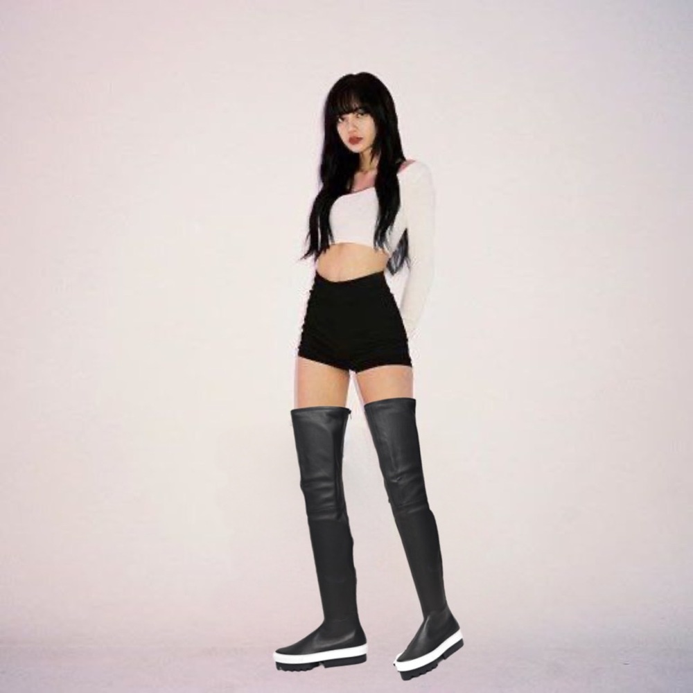 Givenchy Street Over the Knee black leather sneaker boots